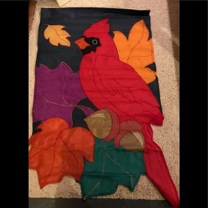 Festive Beautiful Flag.  Winter Cardinal Scene